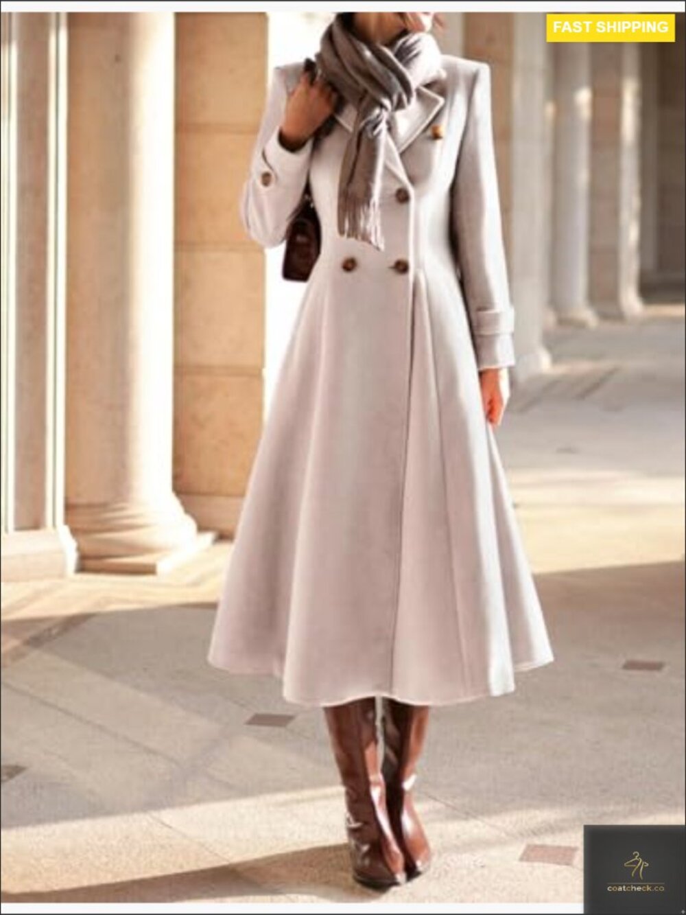 Long Wool Peacoat Double Breasted Maxi Trench Fall Winter Classic Slim Fit - Picture 6 of 6